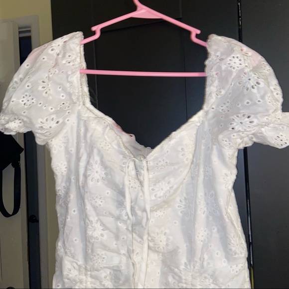 Rapunzel Lace White Eyelet Embroidery Mini Dress - Picture 5 of 8